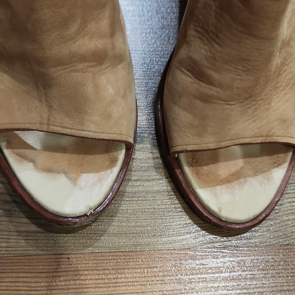 Rag & Bone Wyatt Leather Peep Toe Block Heel Bootie Rich Mom Old MoneyTan 38 - Picture 4 of 8